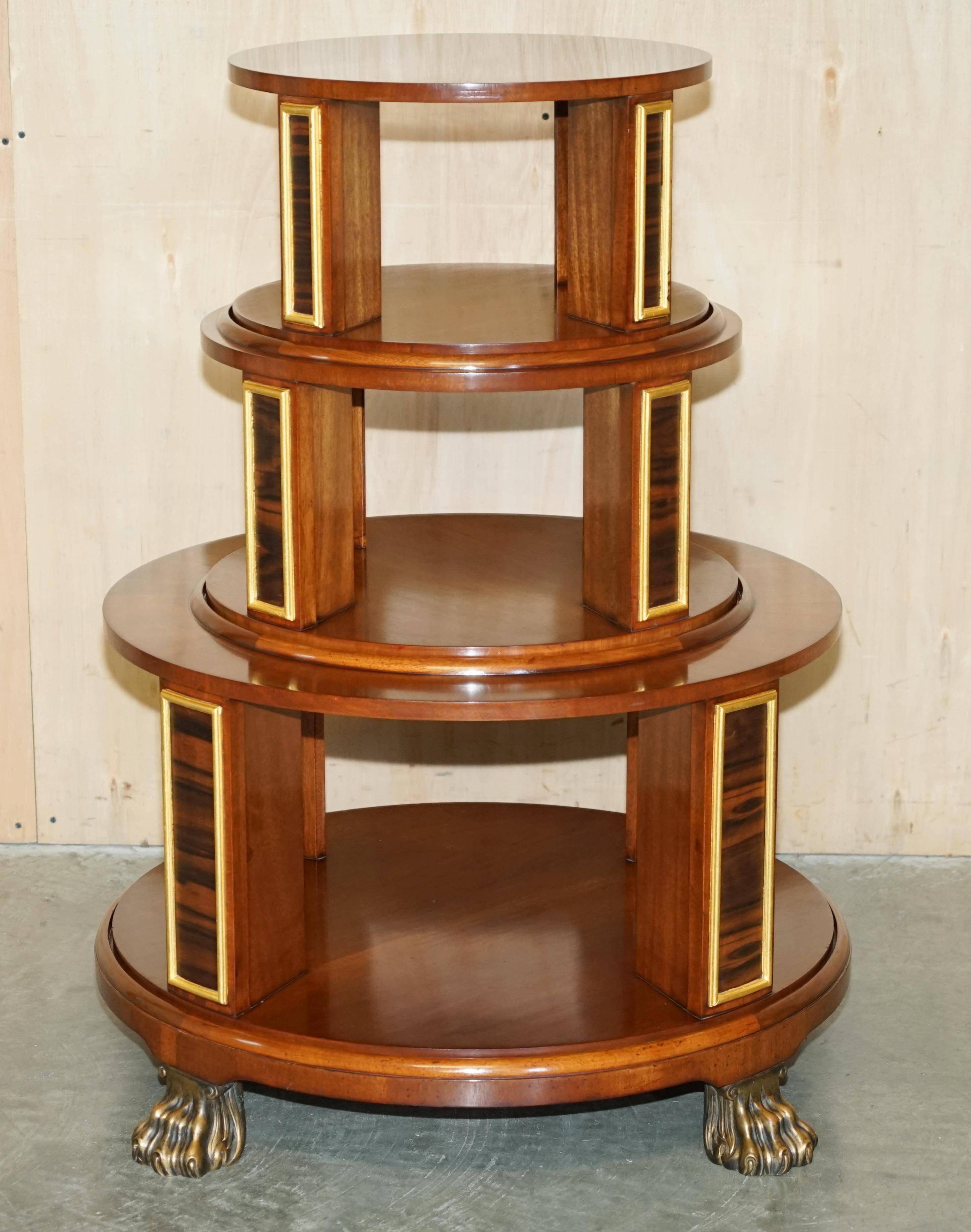 Table bibliothèque tournante Arthur Brett en satin, noyer et palissandre - style Regency