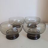 Vintage 60s/70s liqueur set in smoked glass with rim