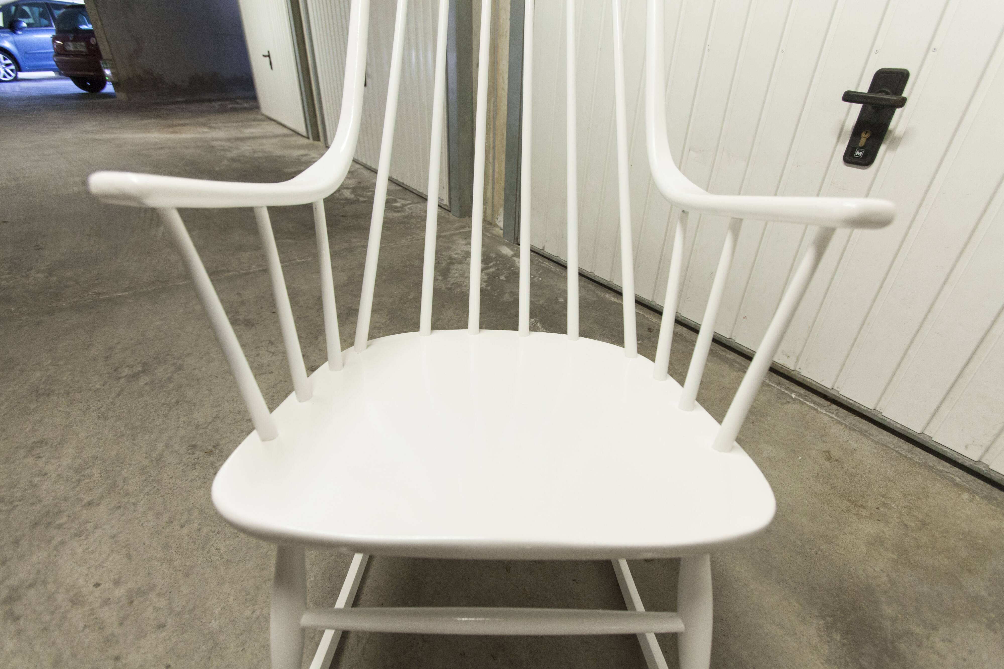 Grandessa rocking chair in white beech by Lena Larsson 1960 for Nesto