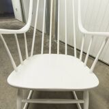 Grandessa rocking chair in white beech by Lena Larsson 1960 for Nesto