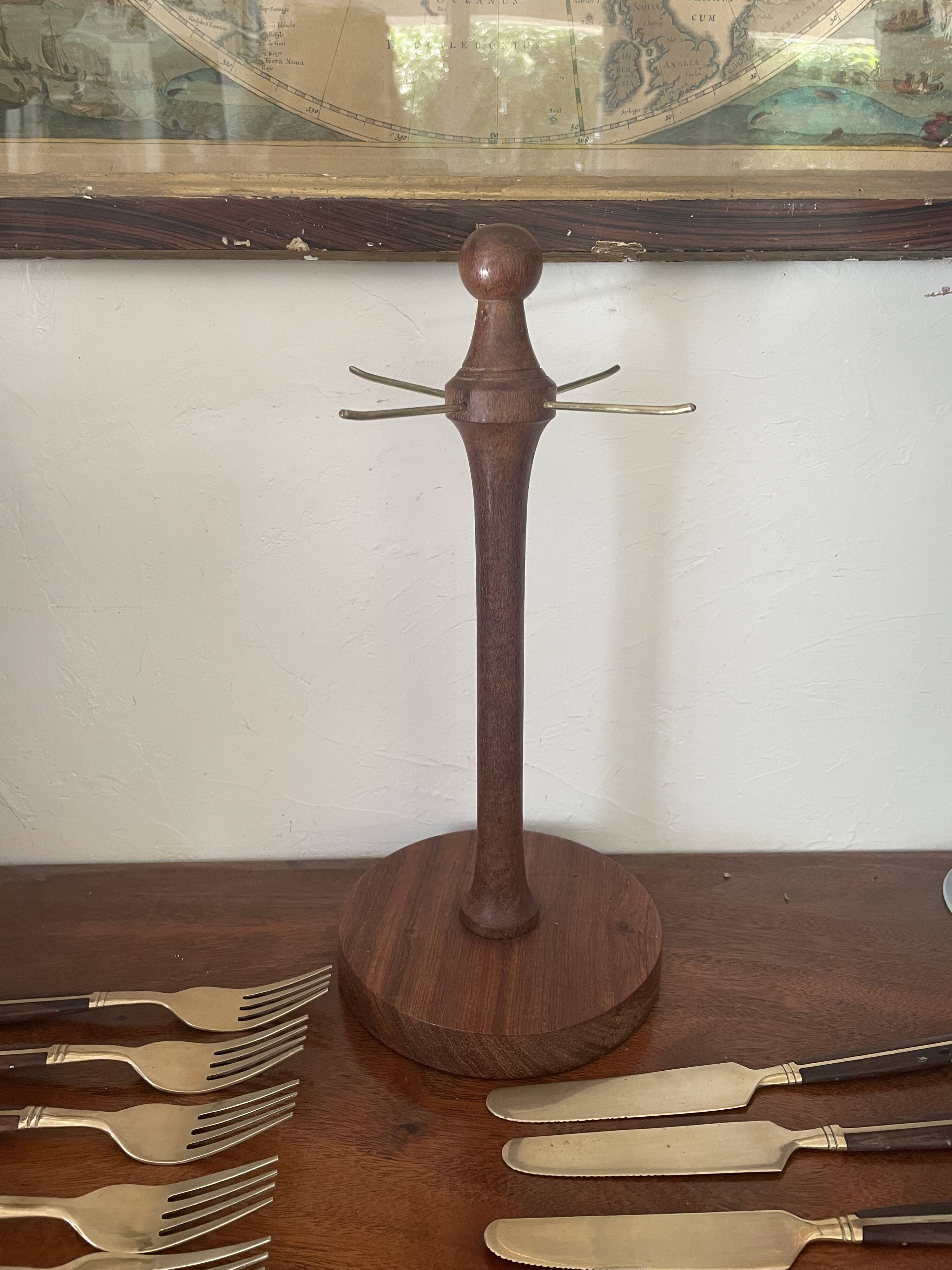 Cutlery in brass and rosewood 24pcs