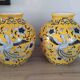 Pair of Chinese faience vases with Asian dragon decor in a Japonese style.