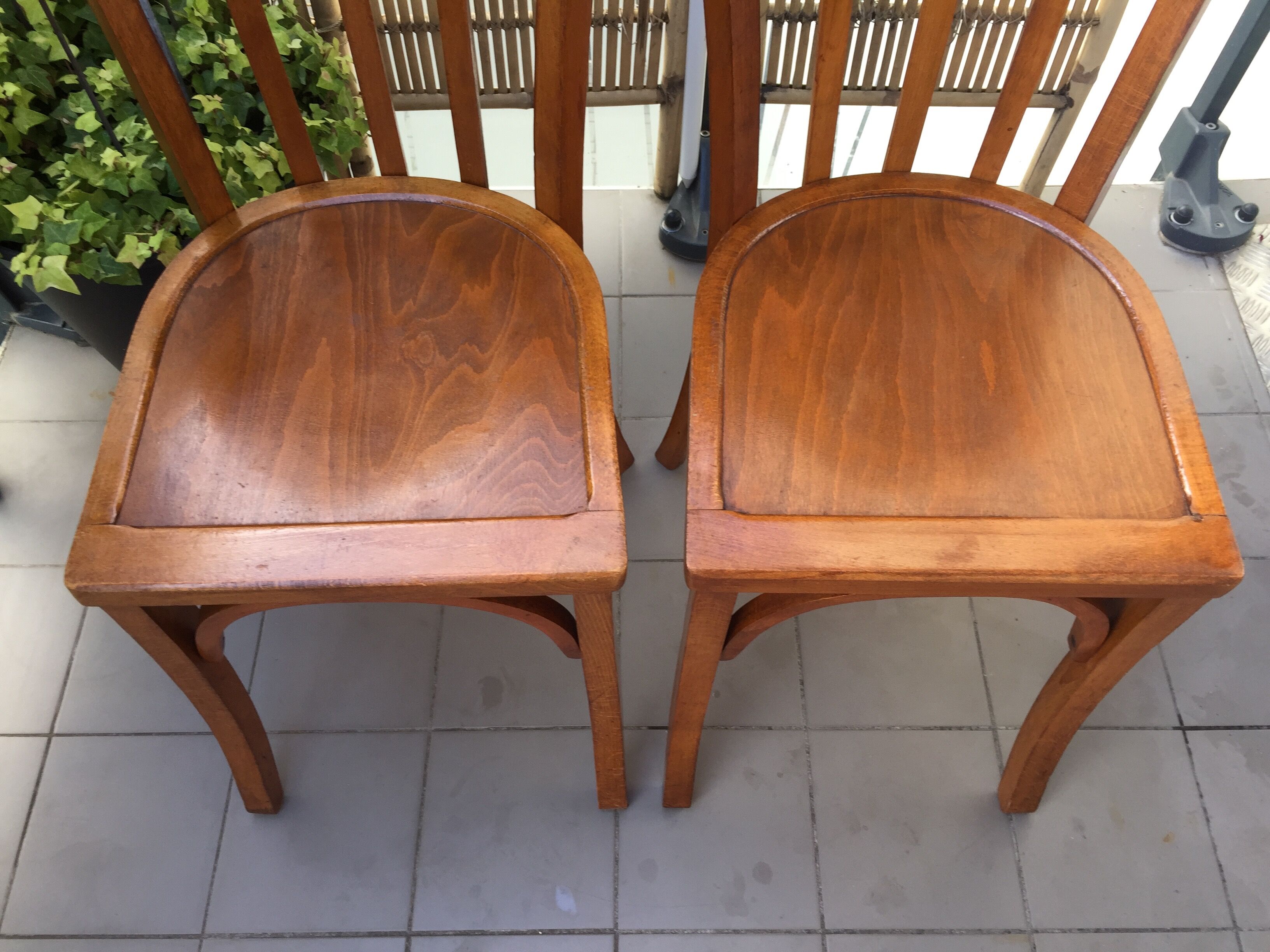 Lot de 4 chaises de bistrot Baumann vintage 1940