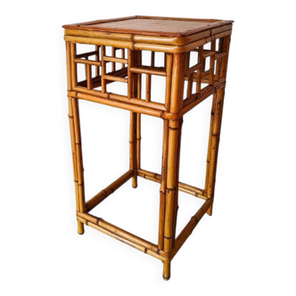 Bamboo and rattan side table from the 1970s.