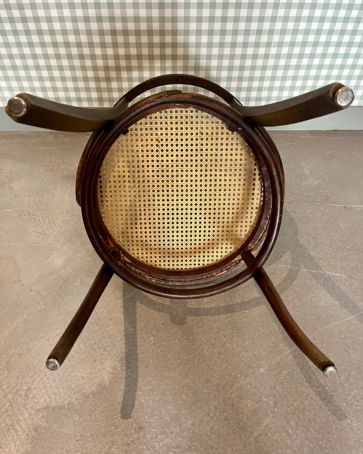 Baumann armchair in curved wood and canework