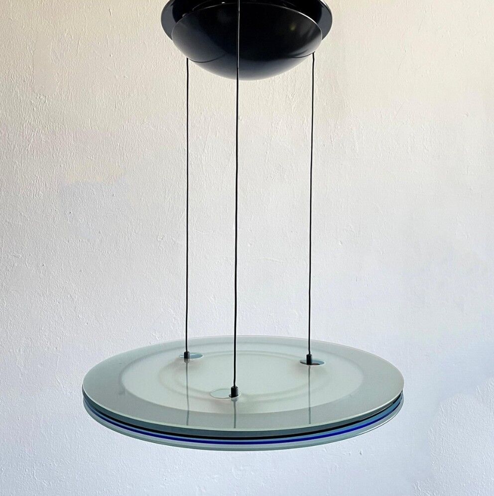 Post-modern halogen pendant light "urora" by Perry King for Arteluce, Italy, 1980