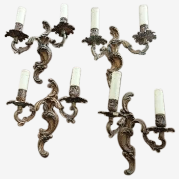 4 Bronze wall lamps