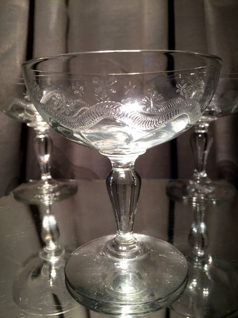 Set of 3 vierzon crystal glasses emma model 1930 1940