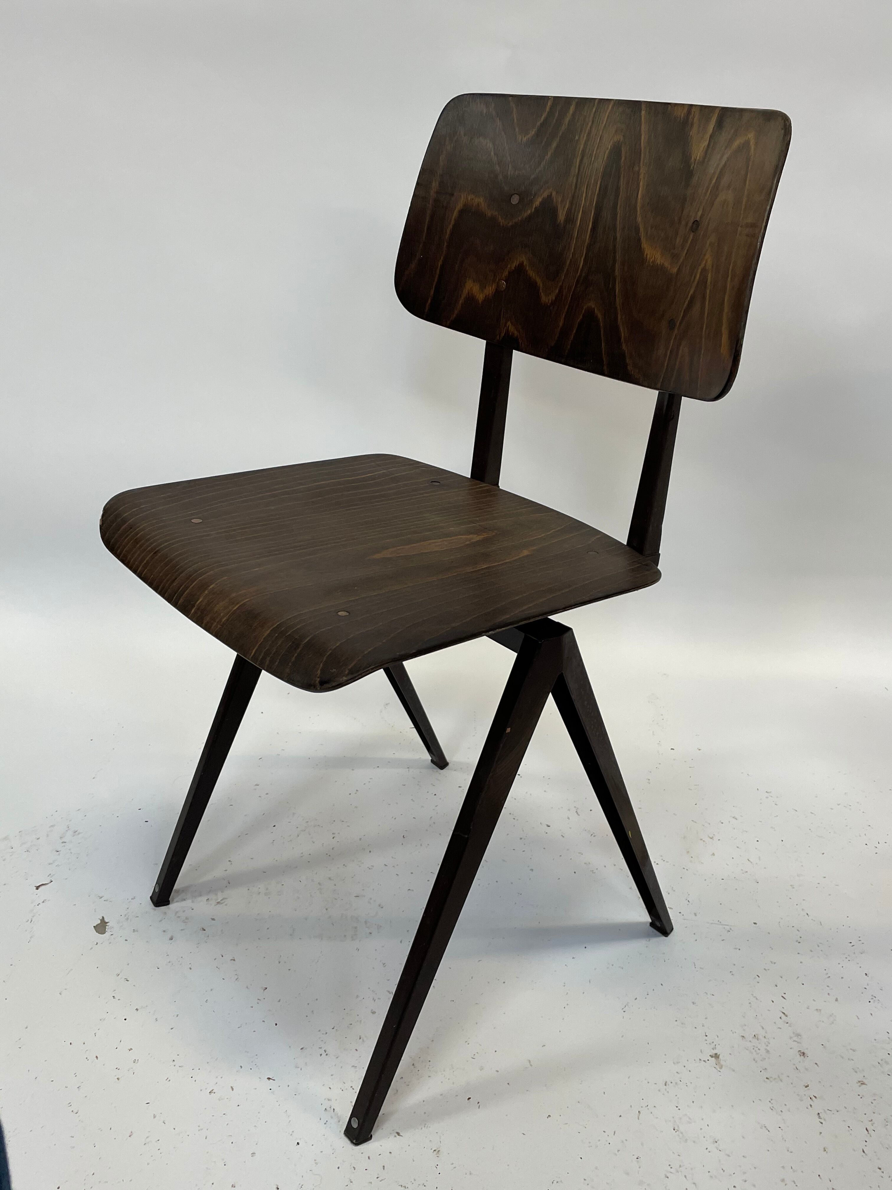 Lot de 4 chaises d’école vintage Galvanitas S16 Pays-Bas