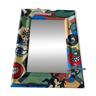 Miroir. Signé R.  Bonet. Thème crocodiles.