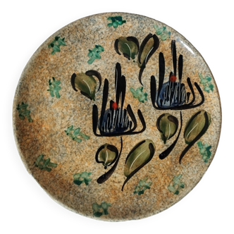 Flat enamelled plate Vallauris, vintage 1970