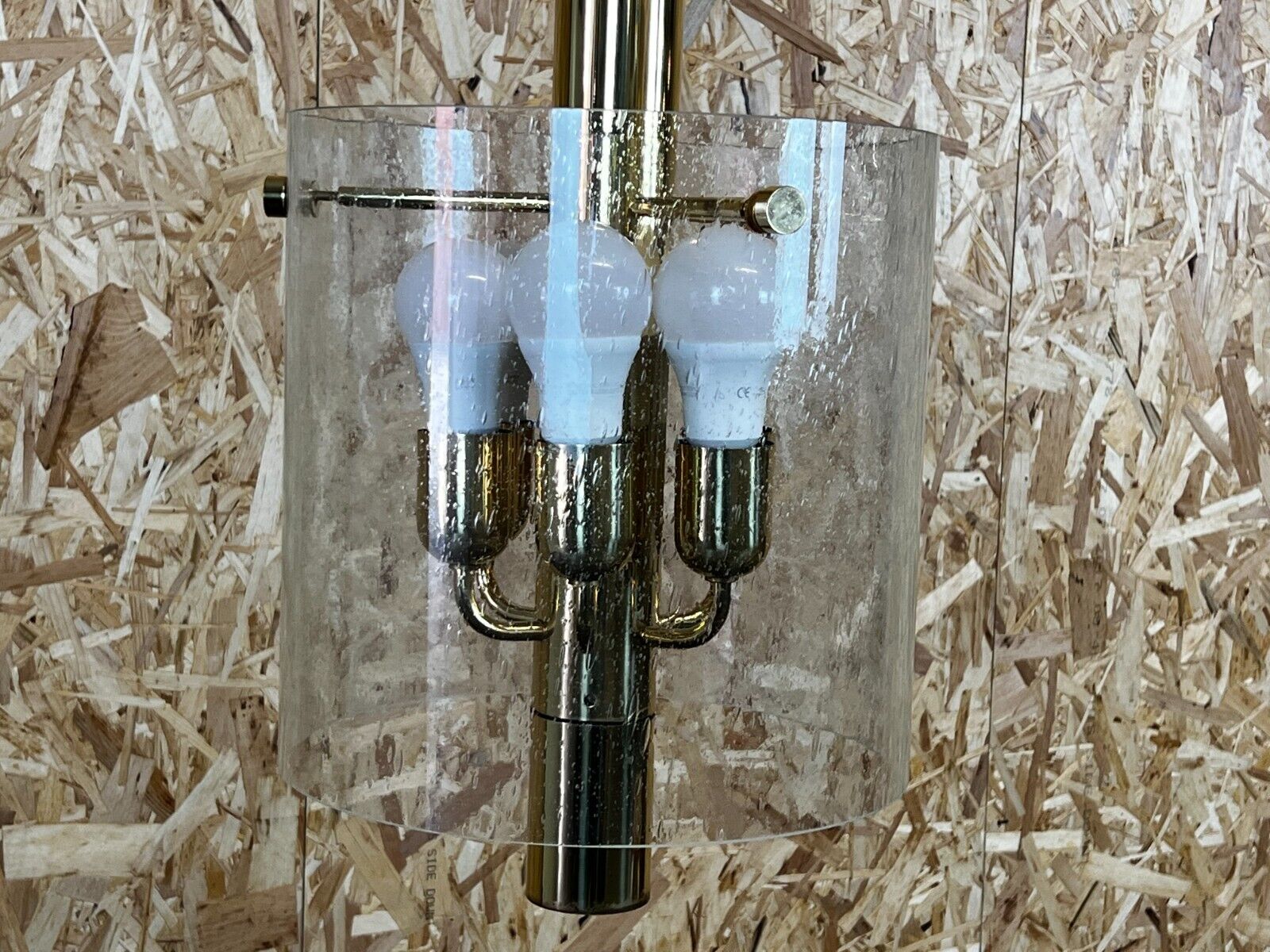 60s 70s Chandelier Huge Chandelier Pendant Lamp Limburg Glass & Chrome Design