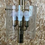 60s 70s Chandelier Huge Chandelier Pendant Lamp Limburg Glass & Chrome Design