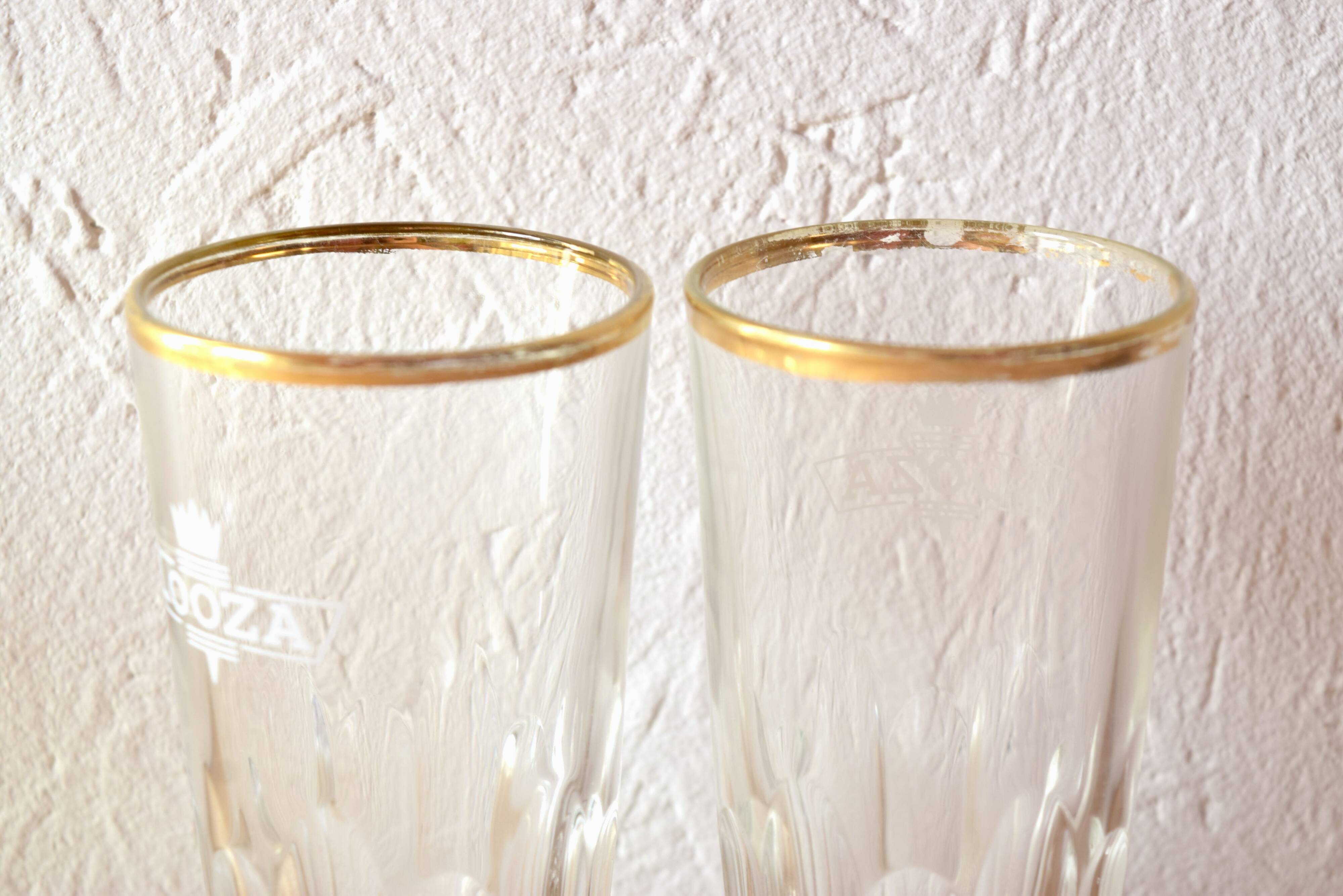 Looza - advertising item - set of 7 vintage fruit juice glasses