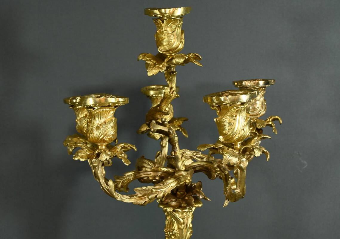 Bronze Candelabra, after J-A. Meissonnier, Rococo style, Napoleonic era