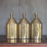Lot de 3 bouteilles laiton vintage, gourde laiton, récipient laiton
