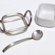 Postmodern Lino Sabattini Silver-Plated and Ceramic Cheese Bowl with Spoon