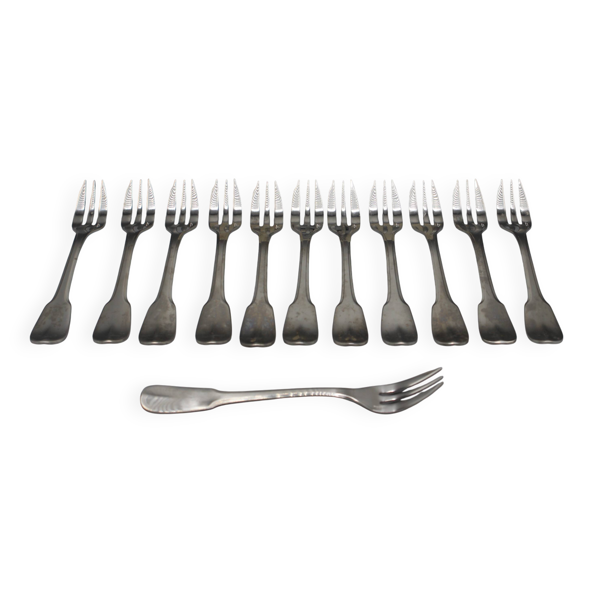 12 cake dessert forks christofle box bearn model steel - vg