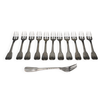 12 cake dessert forks christofle box bearn model steel - vg