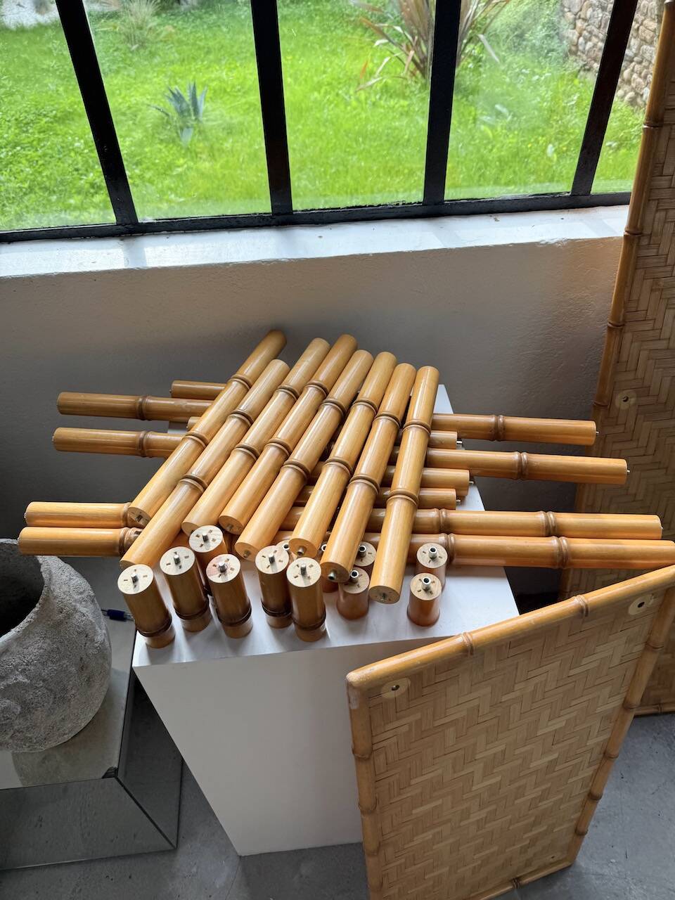 Large rattan shelf 1960