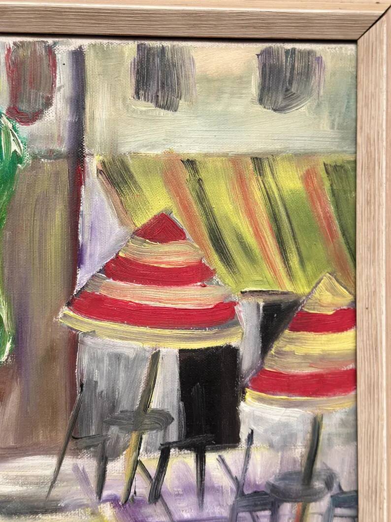 Original Swedish Oil on Canvas – “City Life” by H. Hanson 61 – Vintage & Framed – 72 × 45 cm (28.3" x 17.7")