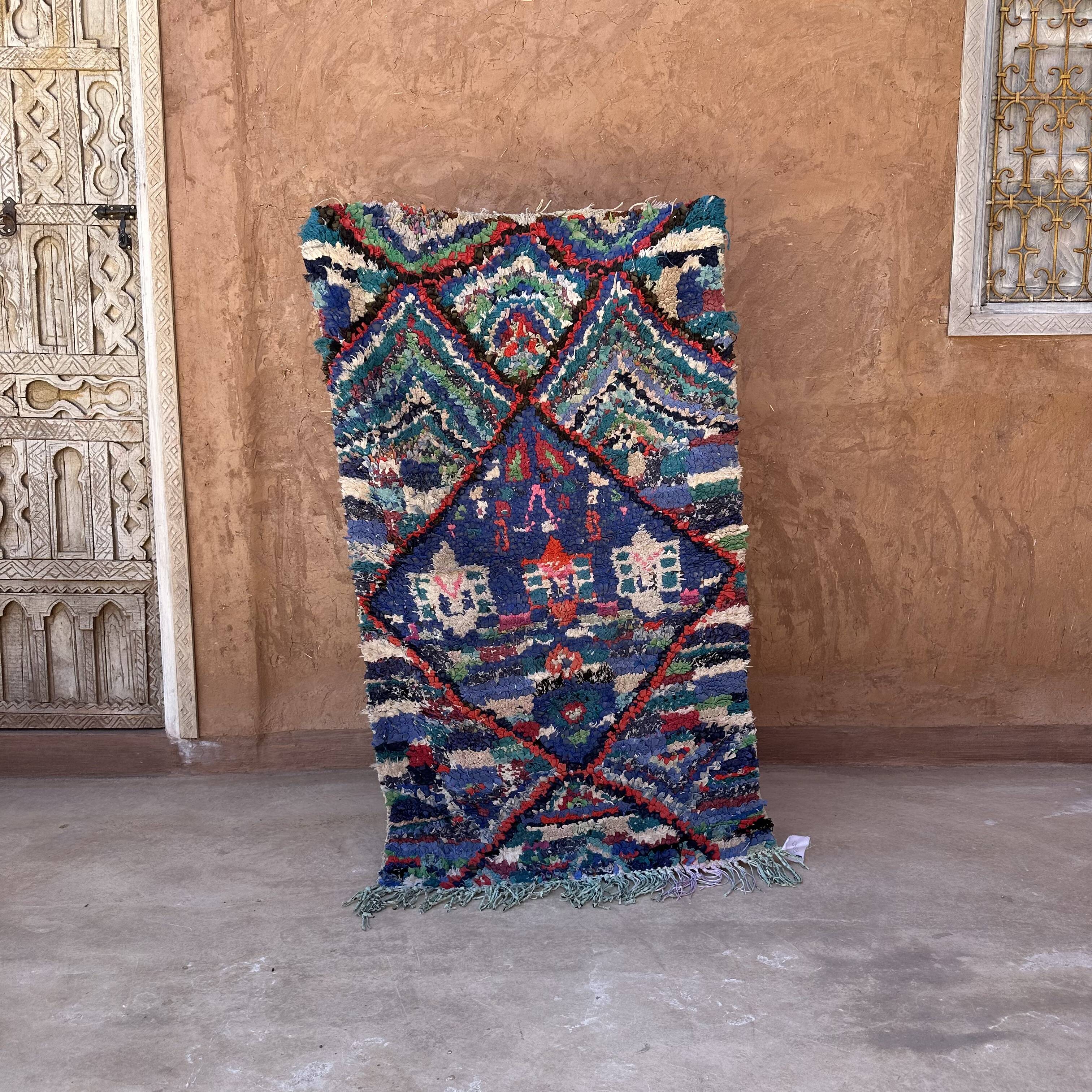 Colorful Boucherouite Moroccan rug - 74 x 129 cm