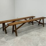 Pair of natural wood benches