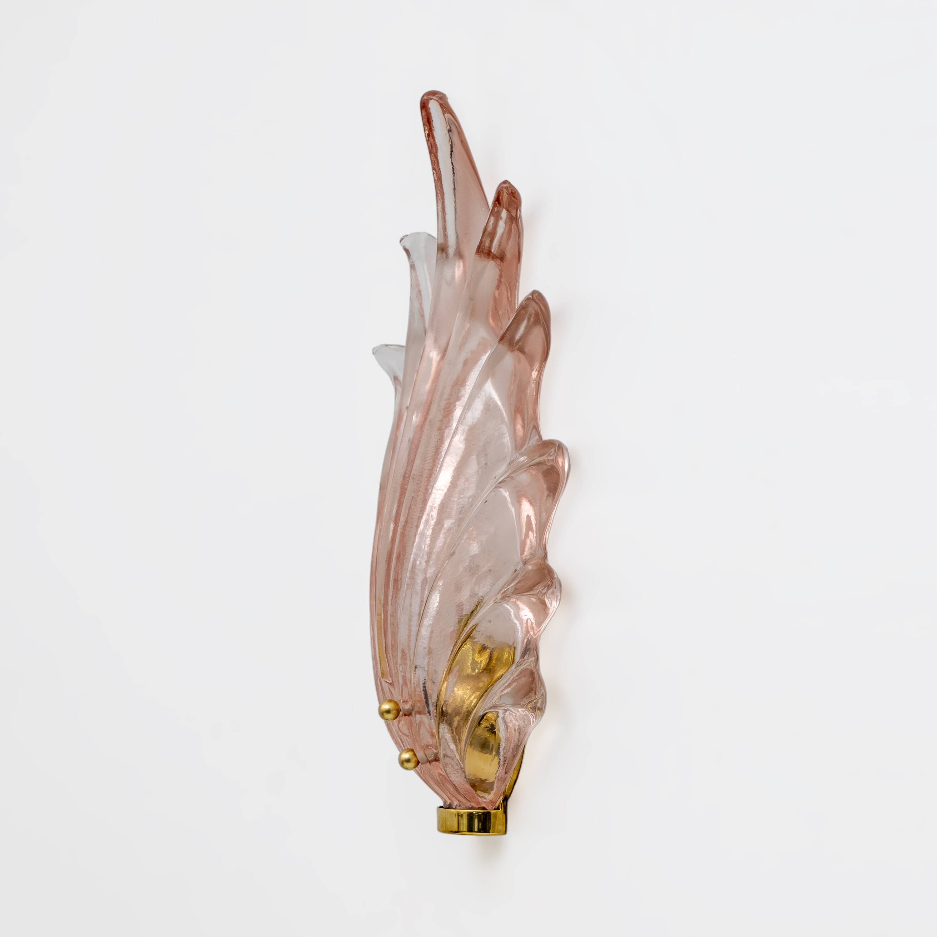 Pair of Modern Italian Murano Glass Leaf Sconces