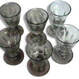 6 old conical lenses faceted height 9 cm