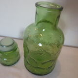 Carafe verre vert bosselé