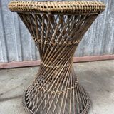 Vintage stool diabolo rattan
