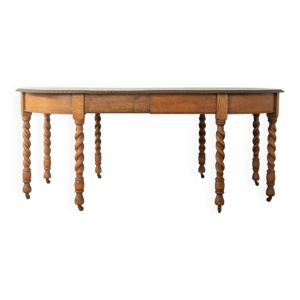 Table de salle à manger victorienne, vers 1840, en chêne massif, extensible
