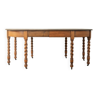 Victorian dining table, around 1840, solid oak, extendable