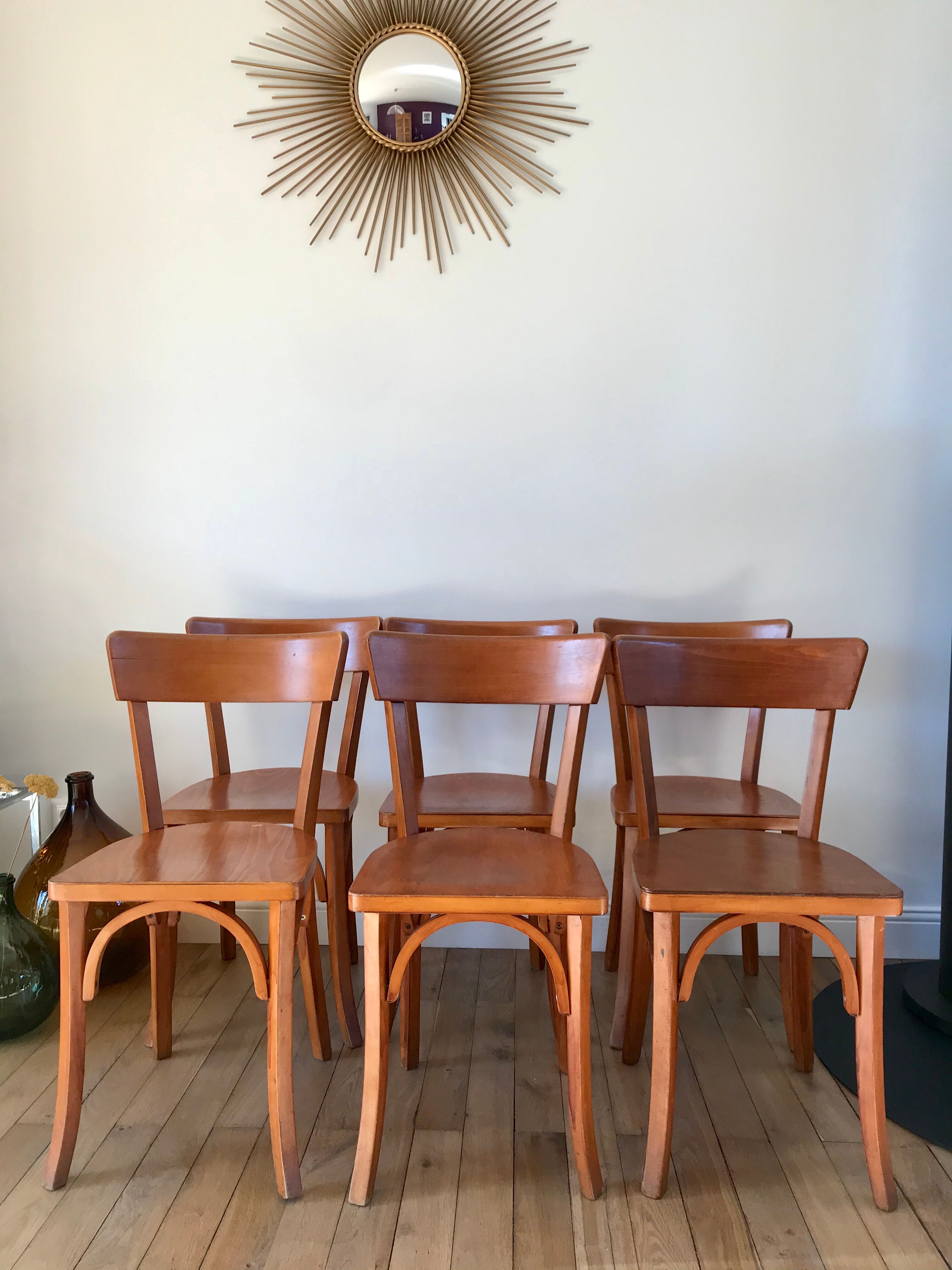 Set of 6 Luterma bistro chairs in beech wood 40-50s