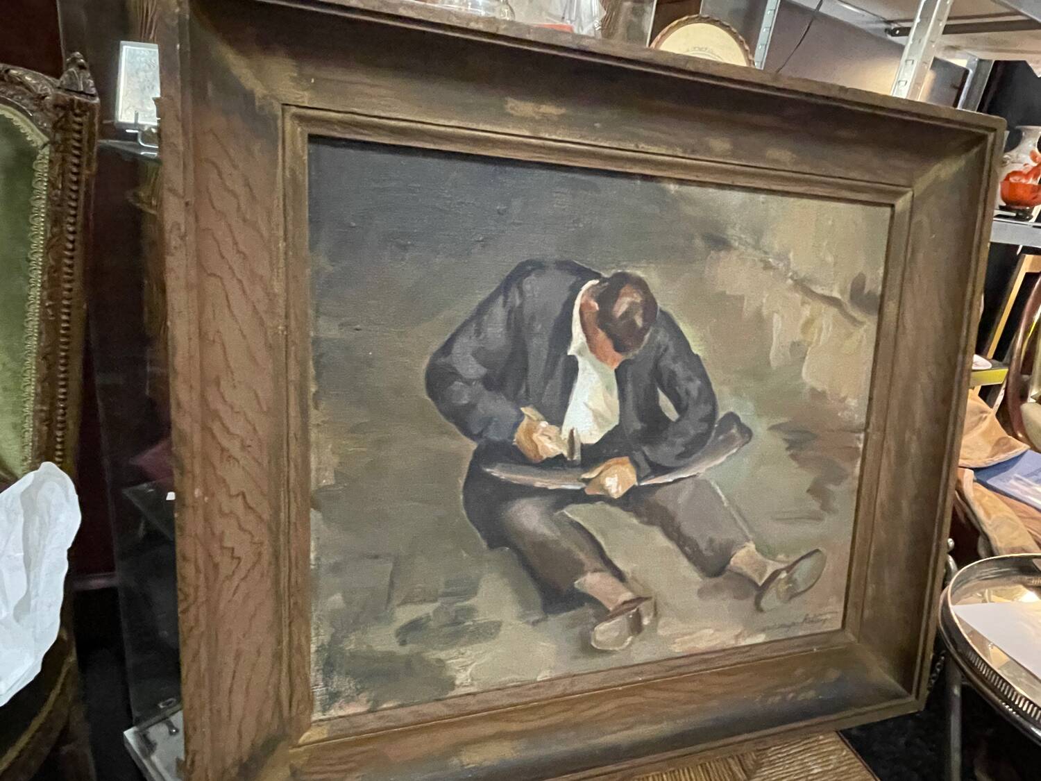 Canvas painting signed Le retourneur