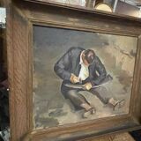 Canvas painting signed Le retourneur