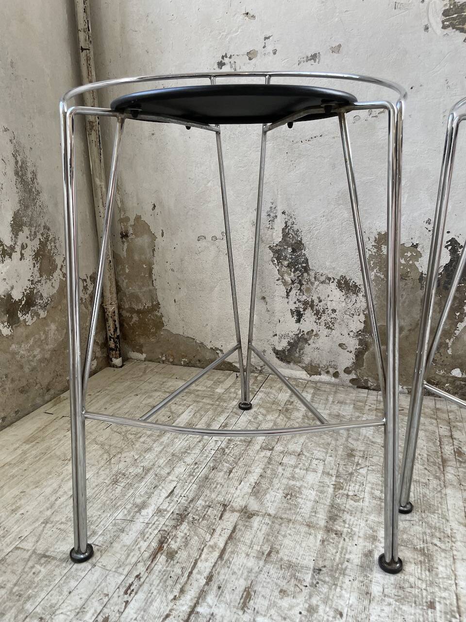 Set of 5 high stools "silver moon" Pascal Mourgue