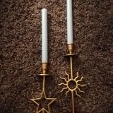 Lot de deux bougeoirs vintage en laiton