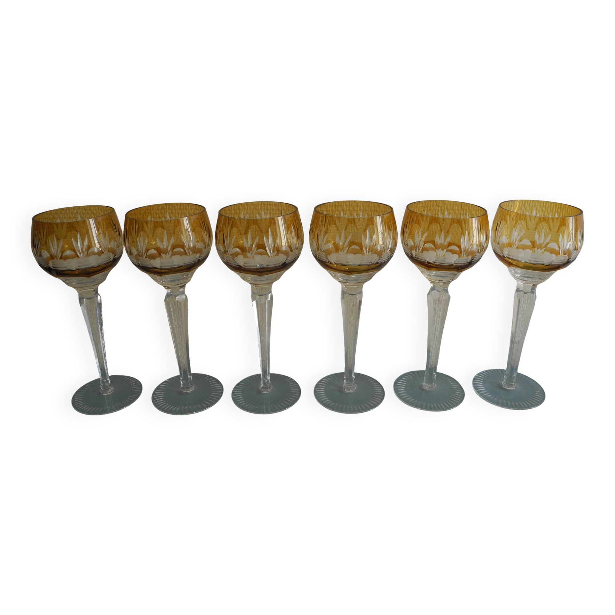 Set of 6 cut crystal wine glasses vintage crystal wine glasses