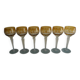 Lot 6 verres vin cristal taillé table vintage crystal wine glasses