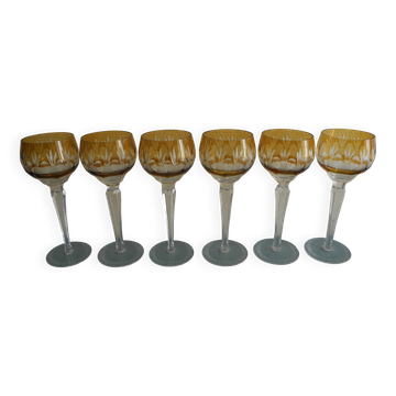 Lot 6 verres vin cristal taillé table vintage crystal wine glasses