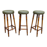 Trio of leather bar stools