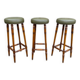 Trio de tabourets de bar en cuir