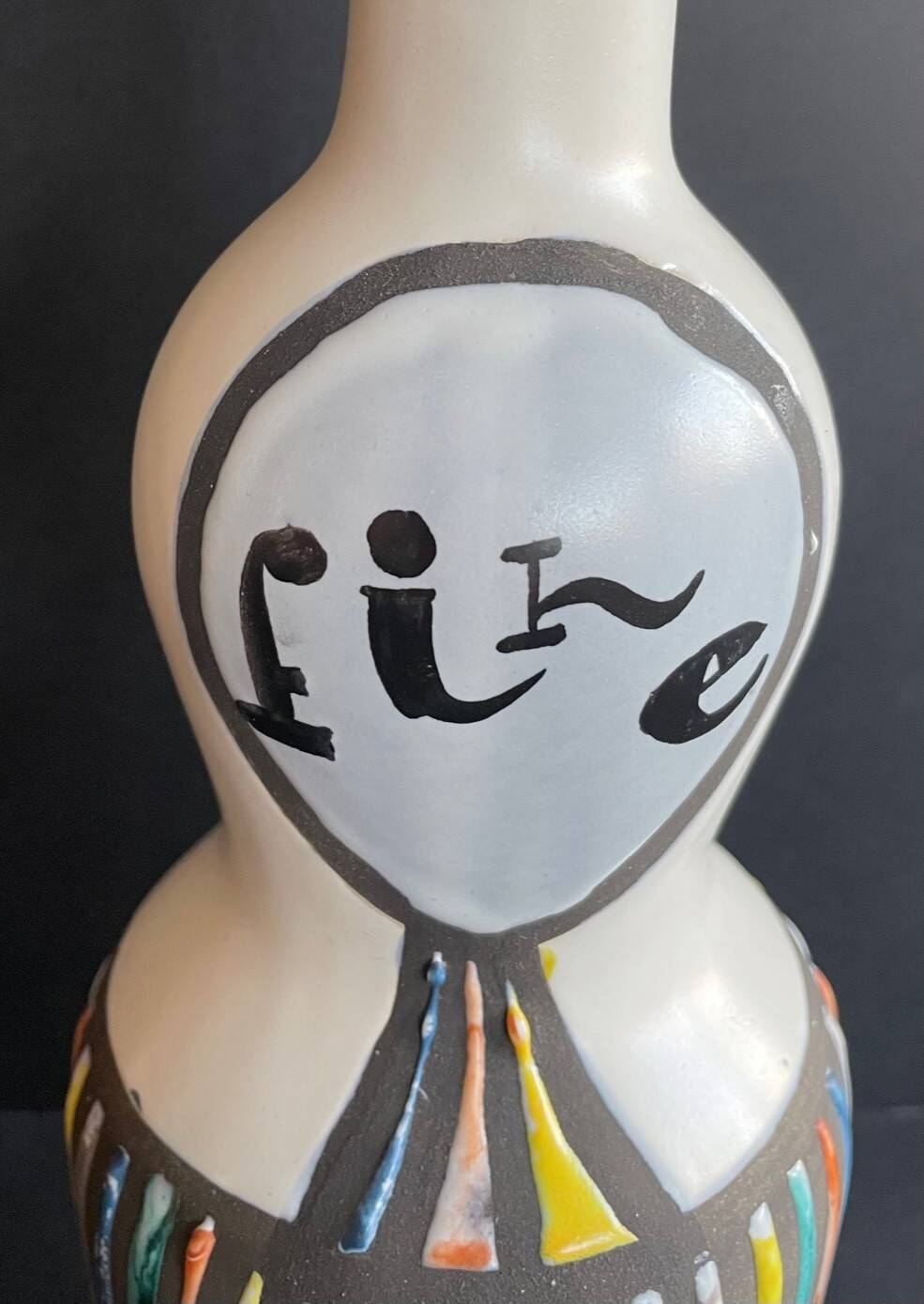 “Fine” earthenware bottle Roger Capron Vallauris