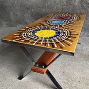 Ceramic coffee table and chrome and wood legs, Juliette Belarti, 1960
