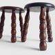 Mid-Century Chestnut Wood Stools Attributed to Charles Dudouyt, 1950s