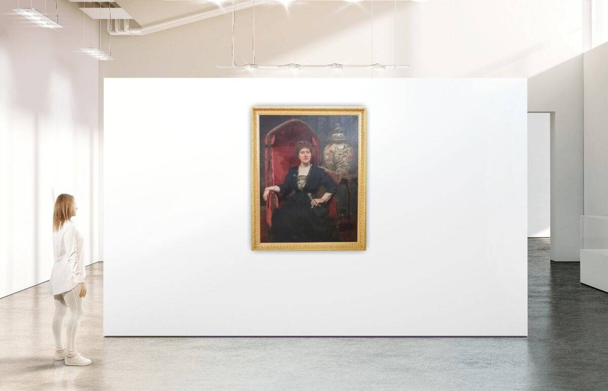 Large oil painting on canvas, portrait of a lady, signed and dated 1913