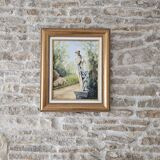 Oil on Canvas - Statue in a Park Signed Devaud