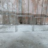 Vintage chrome and smoked glass nesting table