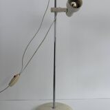 Vintage adjustable floor lamp, chrome and pressed moulded beige ABS, France 1970.